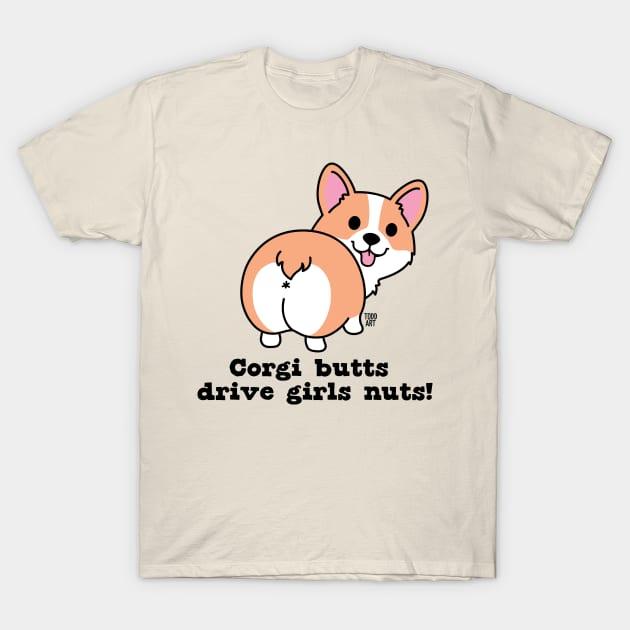 CORGI BUTTS T-Shirt by toddgoldmanart